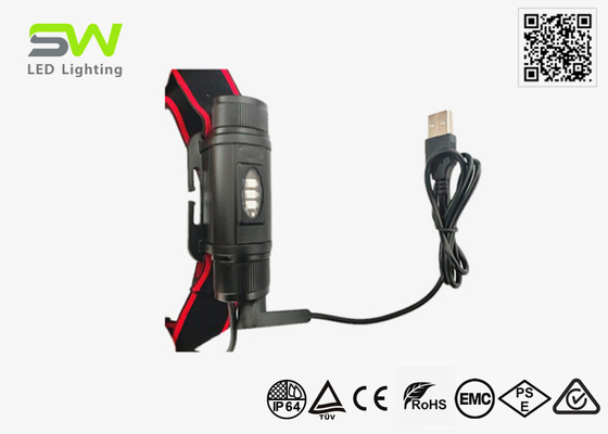 Zoomable Headlamp With Red Warning Rear Lamp Outdoor Safety Search Rescue