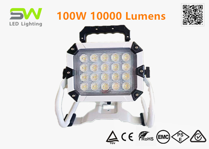100W 10000 Lumens 18V Power Tool Battery Powered Work Light With Metal ...